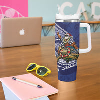 Samoa Christmas Tumbler With Handle Santa Riding Sea Turtle DT05 - Polynesian Pride