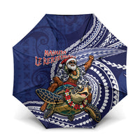 Samoa Christmas Umbrella Santa Riding Sea Turtle DT05 One Size Folded 11.42 inch Opened Diameter 37.4 inch Navy - Polynesian Pride