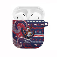American Samoa Christmas AirPods Case Santa Riding Bald Eagle DT05 Navy - Polynesian Pride