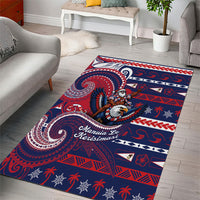 American Samoa Christmas Area Rug Santa Riding Bald Eagle DT05 - Polynesian Pride