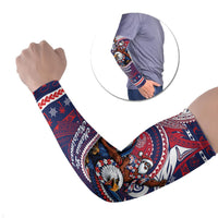 American Samoa Christmas Arm Sleeves Santa Riding Bald Eagle DT05 Set of 2 Navy - Polynesian Pride