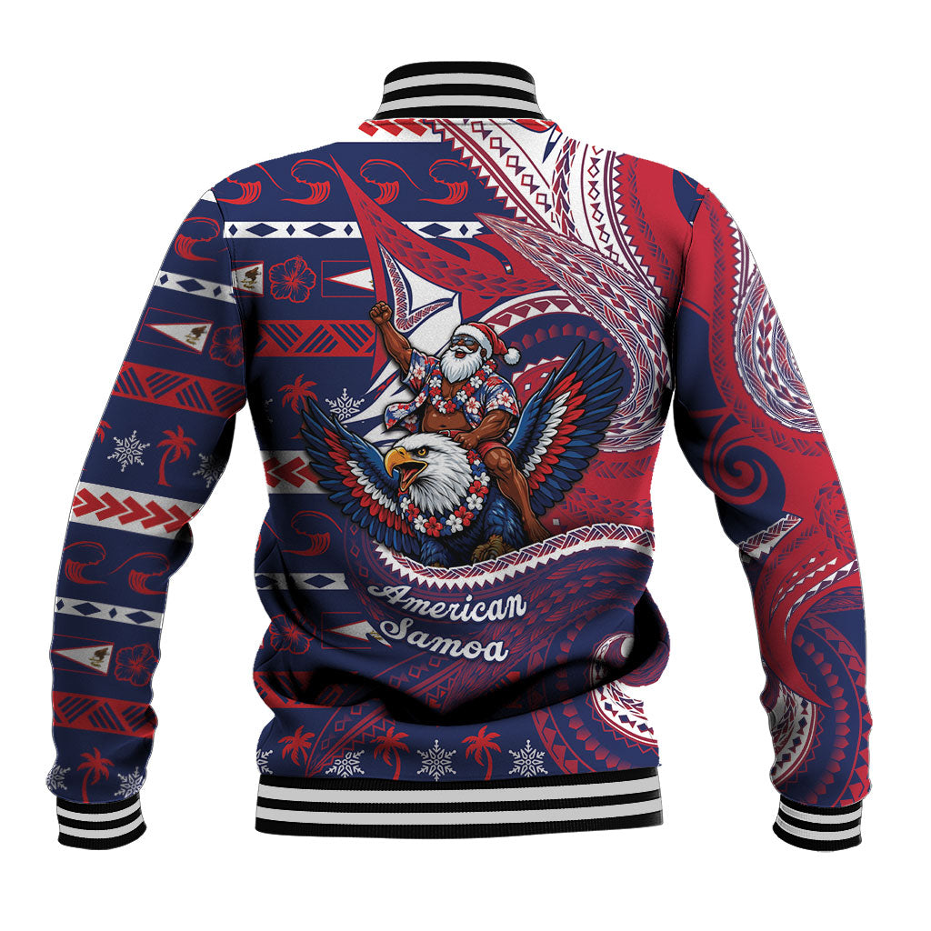 American Samoa Christmas Baseball Jacket Santa Riding Bald Eagle DT05 - Polynesian Pride