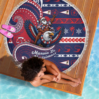 American Samoa Christmas Beach Blanket Santa Riding Bald Eagle DT05 - Polynesian Pride