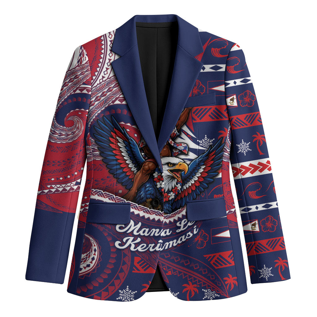 American Samoa Christmas Blazer Santa Riding Bald Eagle