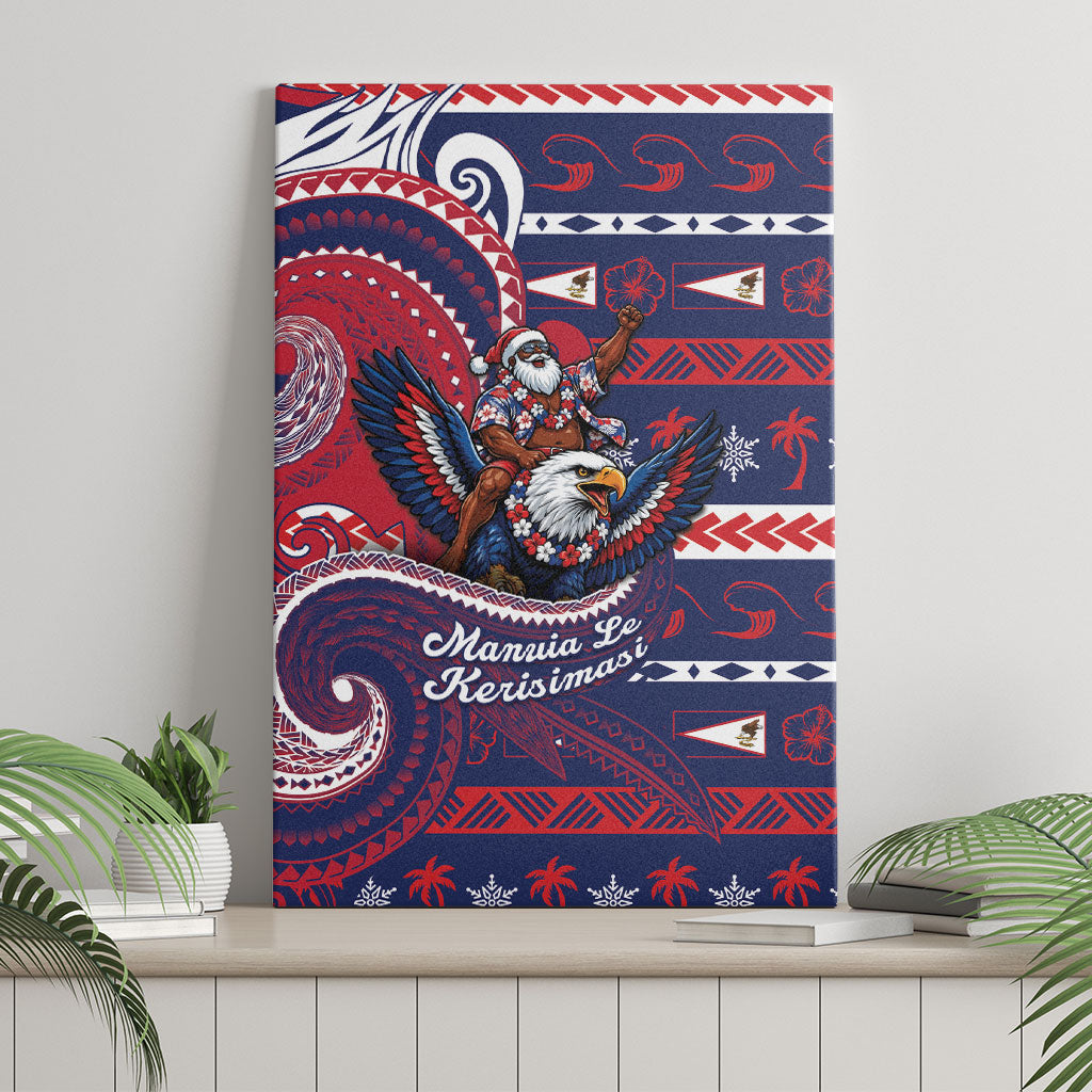 American Samoa Christmas Canvas Wall Art Santa Riding Bald Eagle DT05 - Polynesian Pride