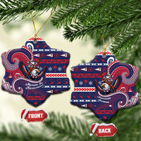 American Samoa Christmas Ceramic Ornament Santa Riding Bald Eagle DT05 Snow Flake Navy - Polynesian Pride