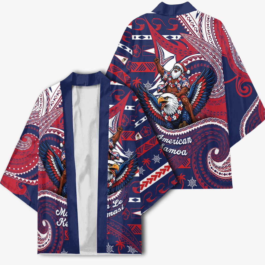 American Samoa Christmas Kimono Santa Riding Bald Eagle DT05 - Polynesian Pride
