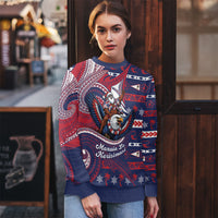 American Samoa Christmas Ugly Christmas Sweater Santa Riding Bald Eagle DT05 - Polynesian Pride