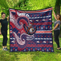 American Samoa Christmas Quilt Santa Riding Bald Eagle DT05 - Polynesian Pride