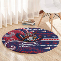 American Samoa Christmas Round Carpet Santa Riding Bald Eagle DT05 - Polynesian Pride