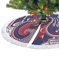 American Samoa Christmas Tree Skirt Santa Riding Bald Eagle DT05 - Polynesian Pride