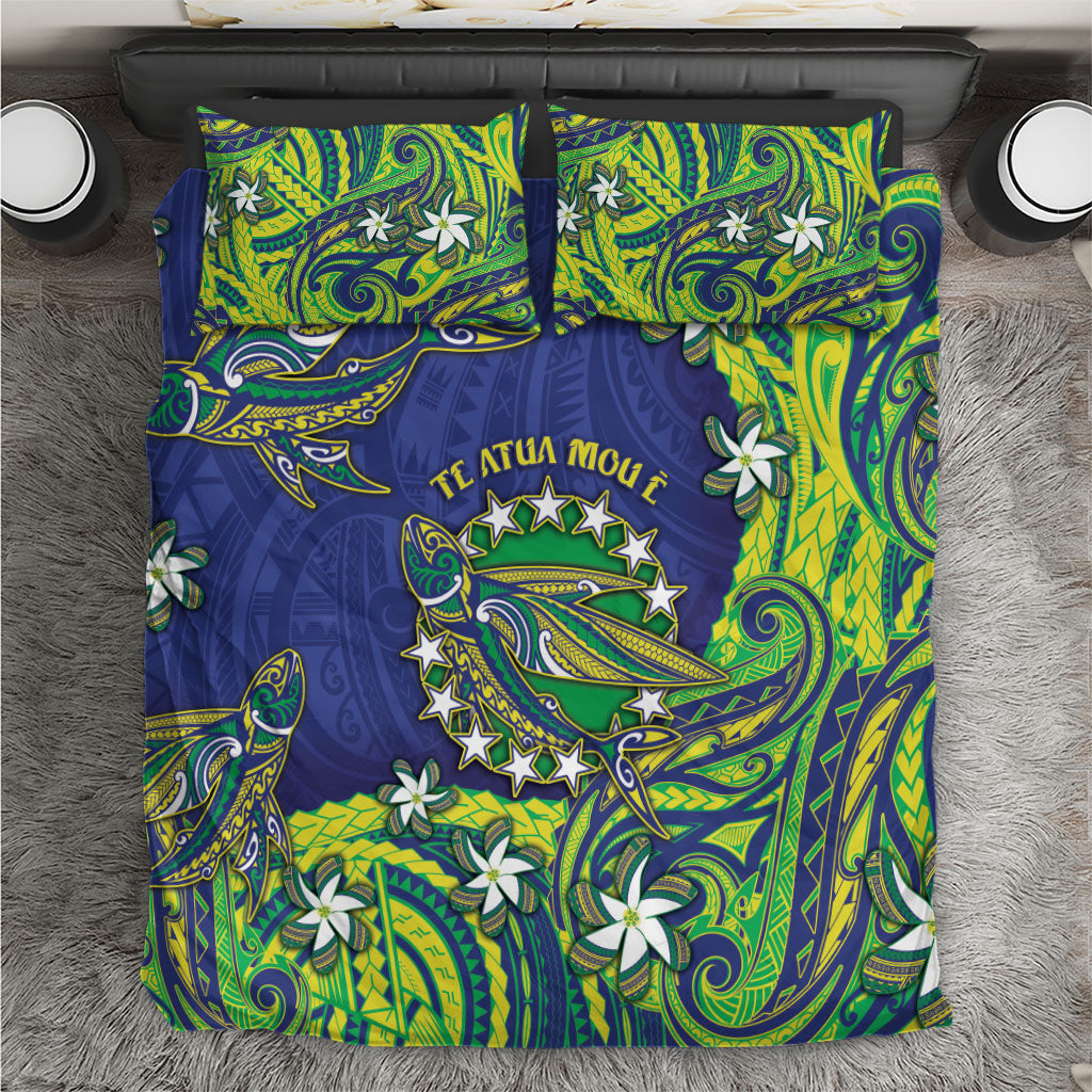 Cook Islands Language Week Bedding Set Flying Fish 15 Stars Tribal Patterns