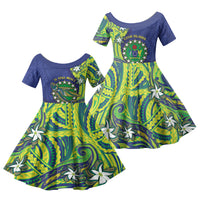 Cook Islands Language Week Family Matching Puletasi and Hawaiian Shirt Flying Fish 15 Stars Tribal Patterns