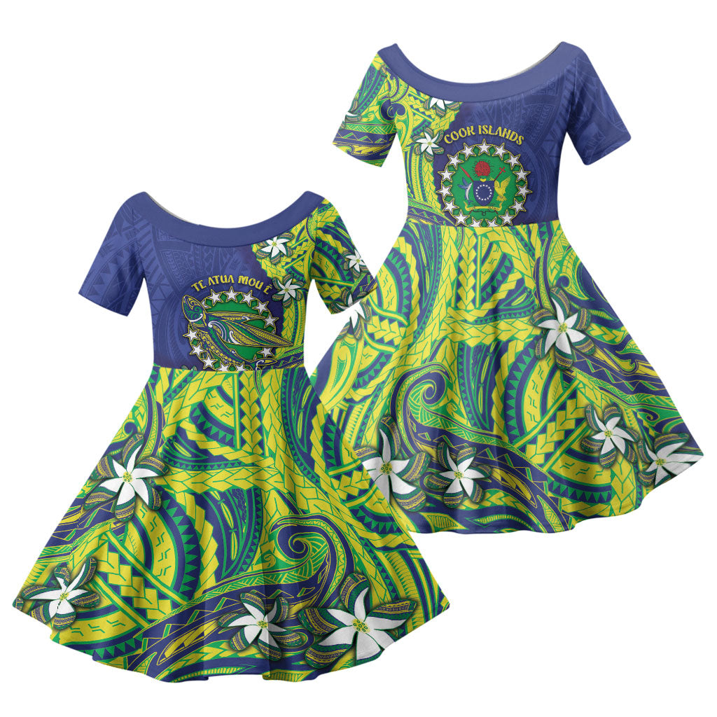 Cook Islands Language Week Family Matching Tank Maxi Dress and Hawaiian Shirt Flying Fish 15 Stars Tribal Patterns