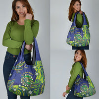 Cook Islands Language Week Grocery Bag Flying Fish 15 Stars Tribal Patterns