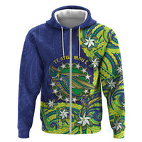 Cook Islands Language Week Hoodie Flying Fish 15 Stars Tribal Patterns