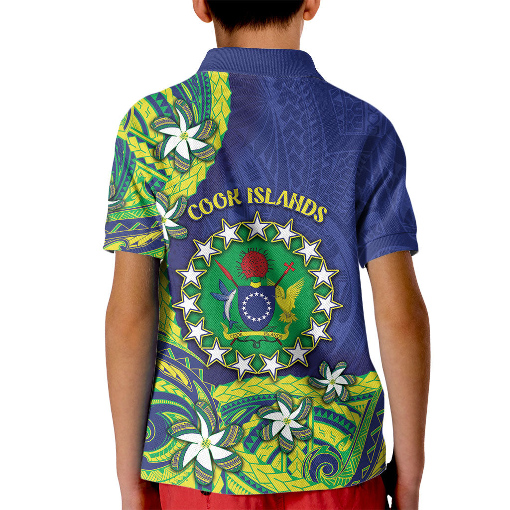 Cook Islands Language Week Kid Polo Shirt Flying Fish 15 Stars Tribal Patterns