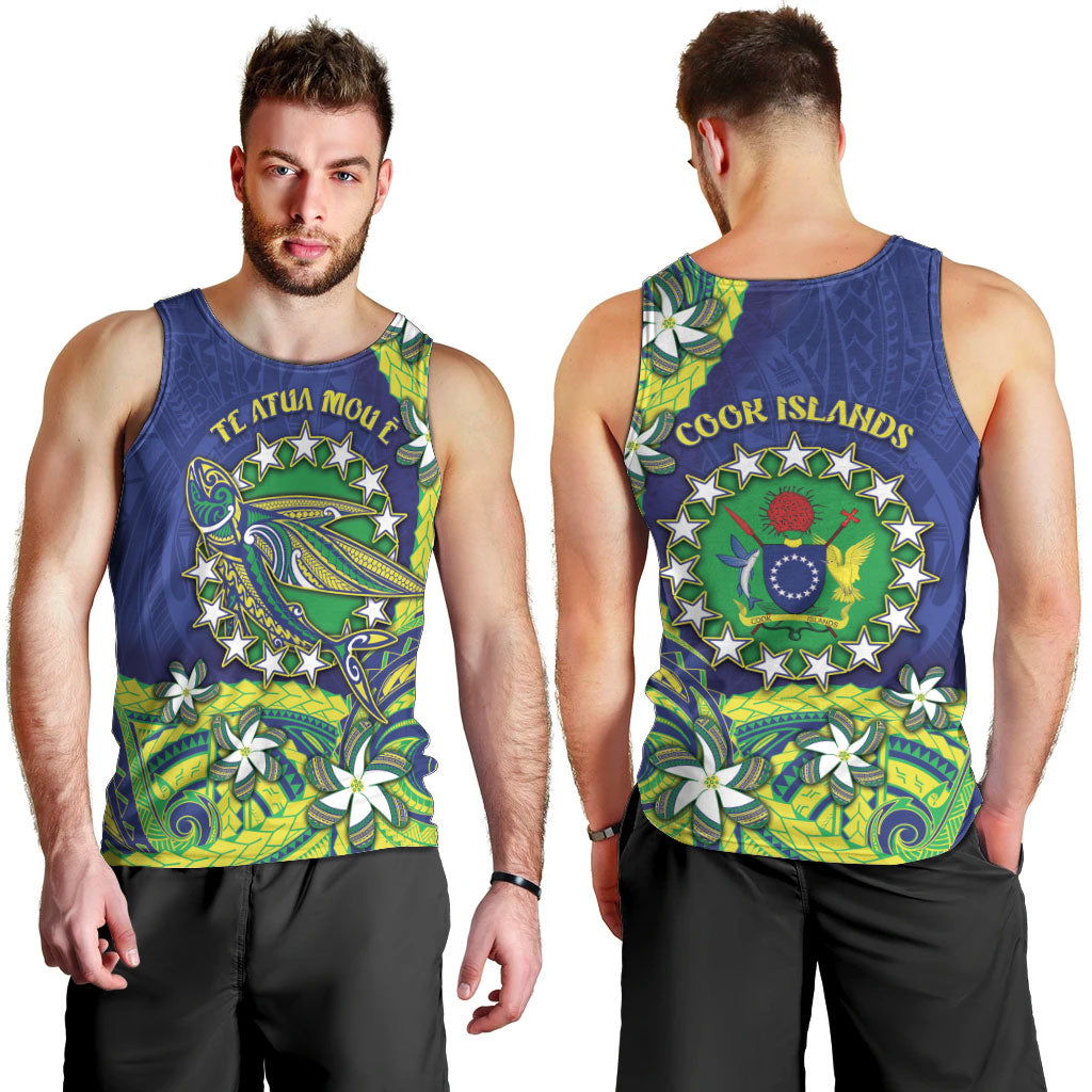 Cook Islands Language Week Men Tank Top Flying Fish 15 Stars Tribal Patterns