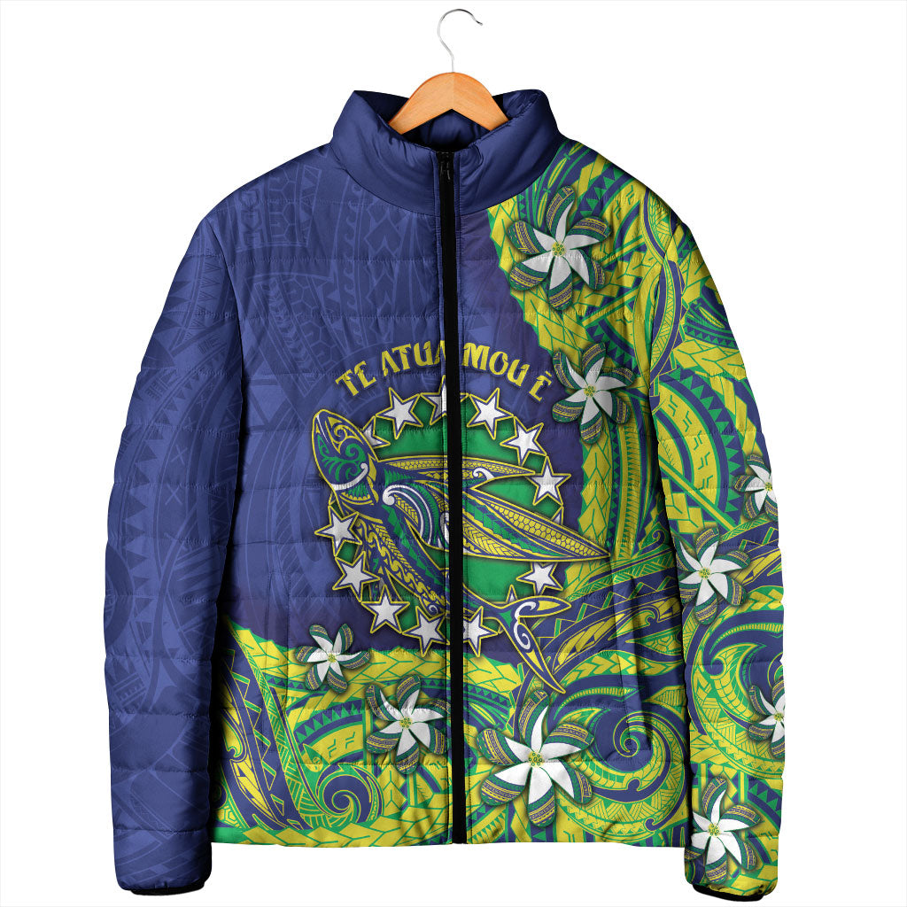 Cook Islands Language Week Padded Jacket Flying Fish 15 Stars Tribal Patterns
