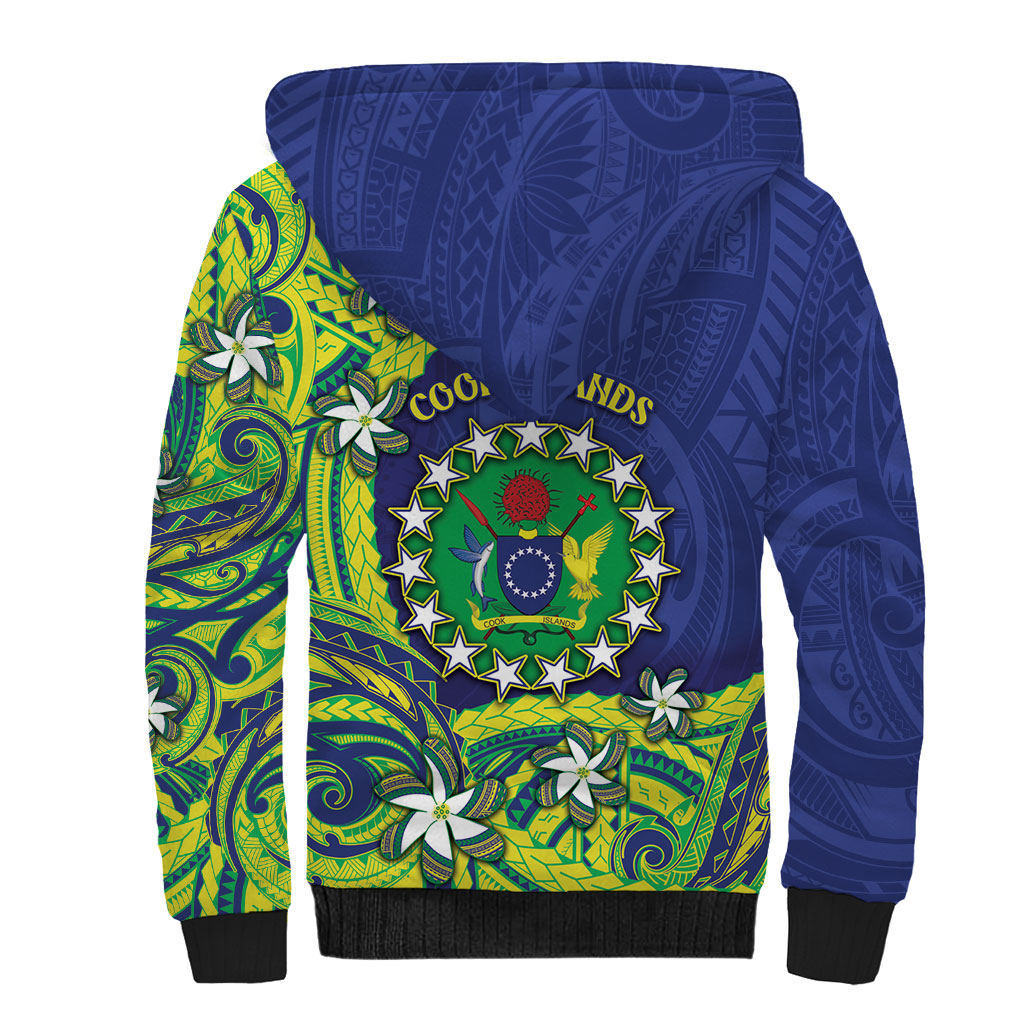 Cook Islands Language Week Sherpa Hoodie Flying Fish 15 Stars Tribal Patterns