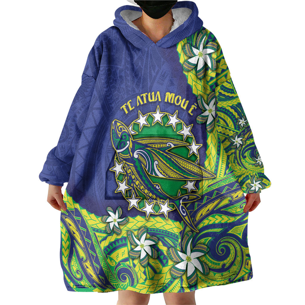 Cook Islands Language Week Wearable Blanket Hoodie Flying Fish 15 Stars Tribal Patterns