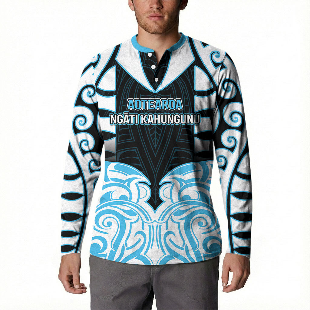 Custom Aotearoa Ngati Kahungunu Button Sweatshirt New Zealand Traditional Maori Pattern