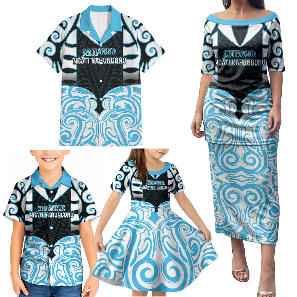 Custom Aotearoa Ngati Kahungunu Family Matching Puletasi and Hawaiian Shirt New Zealand Traditional Maori Pattern DT05 - Polynesian Pride