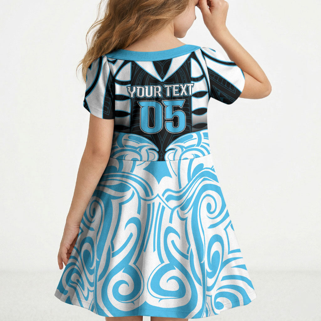 Custom Aotearoa Ngati Kahungunu Kid Short Sleeve Dress New Zealand Traditional Maori Pattern