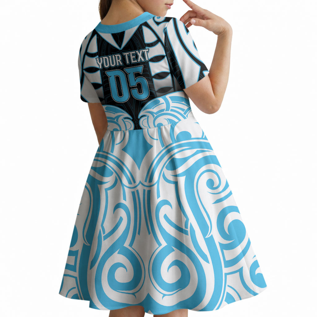 Custom Aotearoa Ngati Kahungunu Kid Short Sleeve Dress New Zealand Traditional Maori Pattern