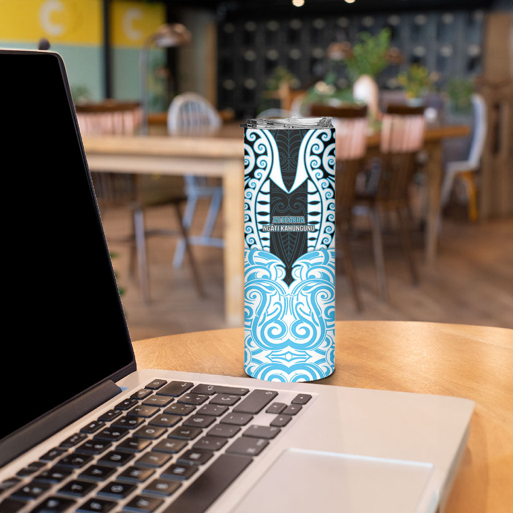 Custom Aotearoa Ngati Kahungunu Skinny Tumbler New Zealand Traditional Maori Pattern
