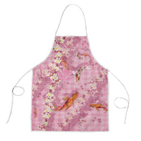 Pink Palaka Hawaiian And Japanese Apron Sakura Lei With Koi Fish - Polynesian Pride