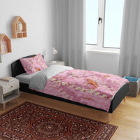 Pink Palaka Hawaiian And Japanese Bedding Set Sakura Lei With Koi Fish - Polynesian Pride