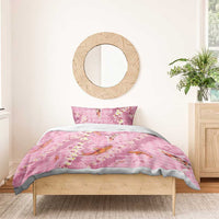 Pink Palaka Hawaiian And Japanese Bedding Set Sakura Lei With Koi Fish - Polynesian Pride