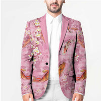 Pink Palaka Hawaiian And Japanese Blazer Sakura Lei With Koi Fish - Polynesian Pride