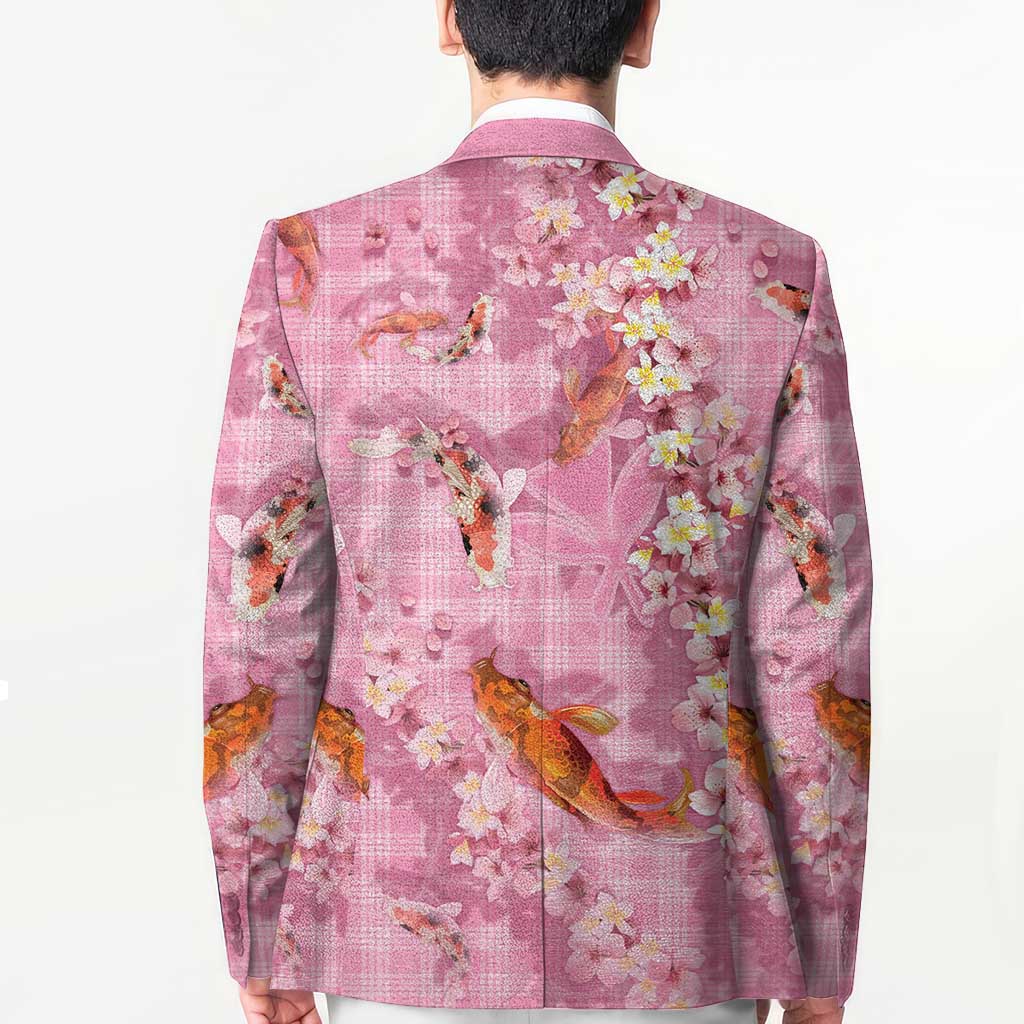 Pink Palaka Hawaiian And Japanese Blazer Sakura Lei With Koi Fish - Polynesian Pride