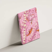 Pink Palaka Hawaiian And Japanese Canvas Wall Art Sakura Lei With Koi Fish - Polynesian Pride