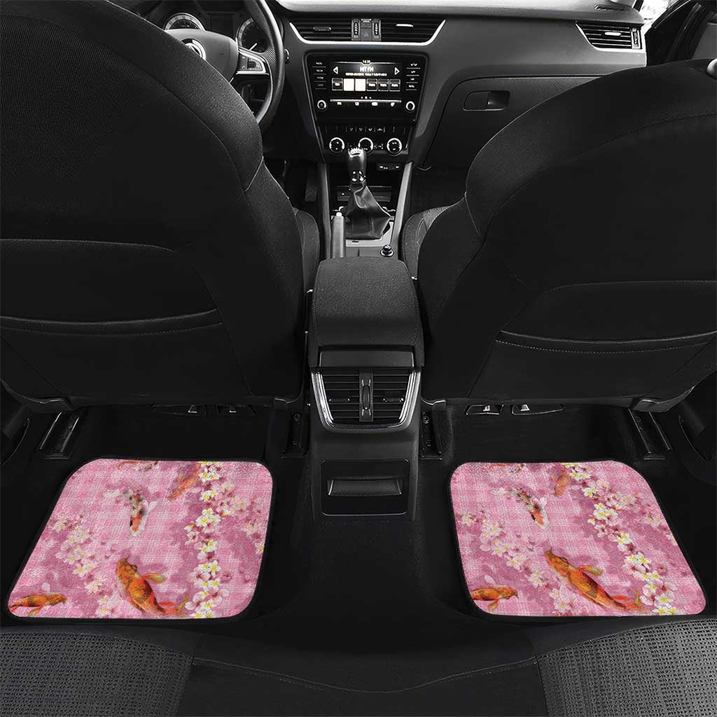 Pink Palaka Hawaiian And Japanese Car Mats Sakura Lei With Koi Fish - Polynesian Pride
