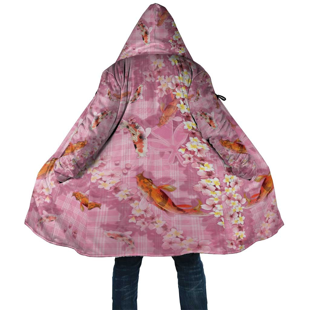 Pink Palaka Hawaiian And Japanese Cloak Sakura Lei With Koi Fish - Polynesian Pride