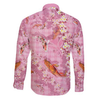 Pink Palaka Hawaiian And Japanese Family Matching Summer Maxi Dress and Hawaiian Shirt Sakura Lei With Koi Fish - Polynesian Pride