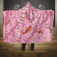 Pink Palaka Hawaiian And Japanese Hooded Blanket Sakura Lei With Koi Fish - Polynesian Pride