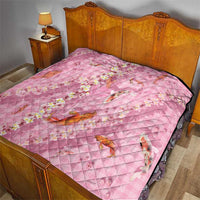 Pink Palaka Hawaiian And Japanese Quilt Sakura Lei With Koi Fish - Polynesian Pride