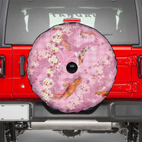 Pink Palaka Hawaiian And Japanese Spare Tire Cover Sakura Lei With Koi Fish - Polynesian Pride