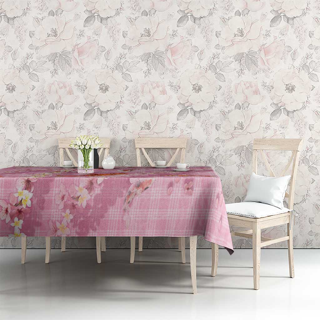 Pink Palaka Hawaiian And Japanese Tablecloth Sakura Lei With Koi Fish - Polynesian Pride