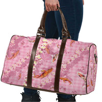 Pink Palaka Hawaiian And Japanese Travel Bag Sakura Lei With Koi Fish - Polynesian Pride