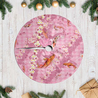 Pink Palaka Hawaiian And Japanese Tree Skirt Sakura Lei With Koi Fish - Polynesian Pride