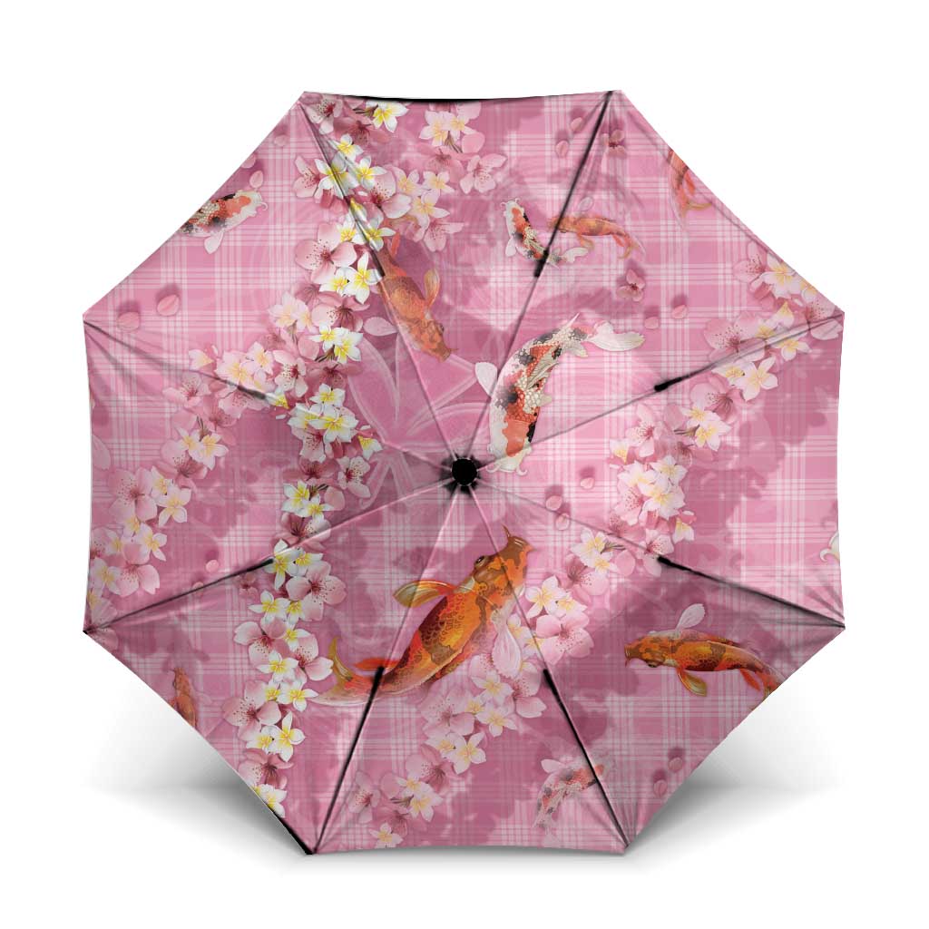 Pink Palaka Hawaiian And Japanese Umbrella Sakura Lei With Koi Fish - Polynesian Pride