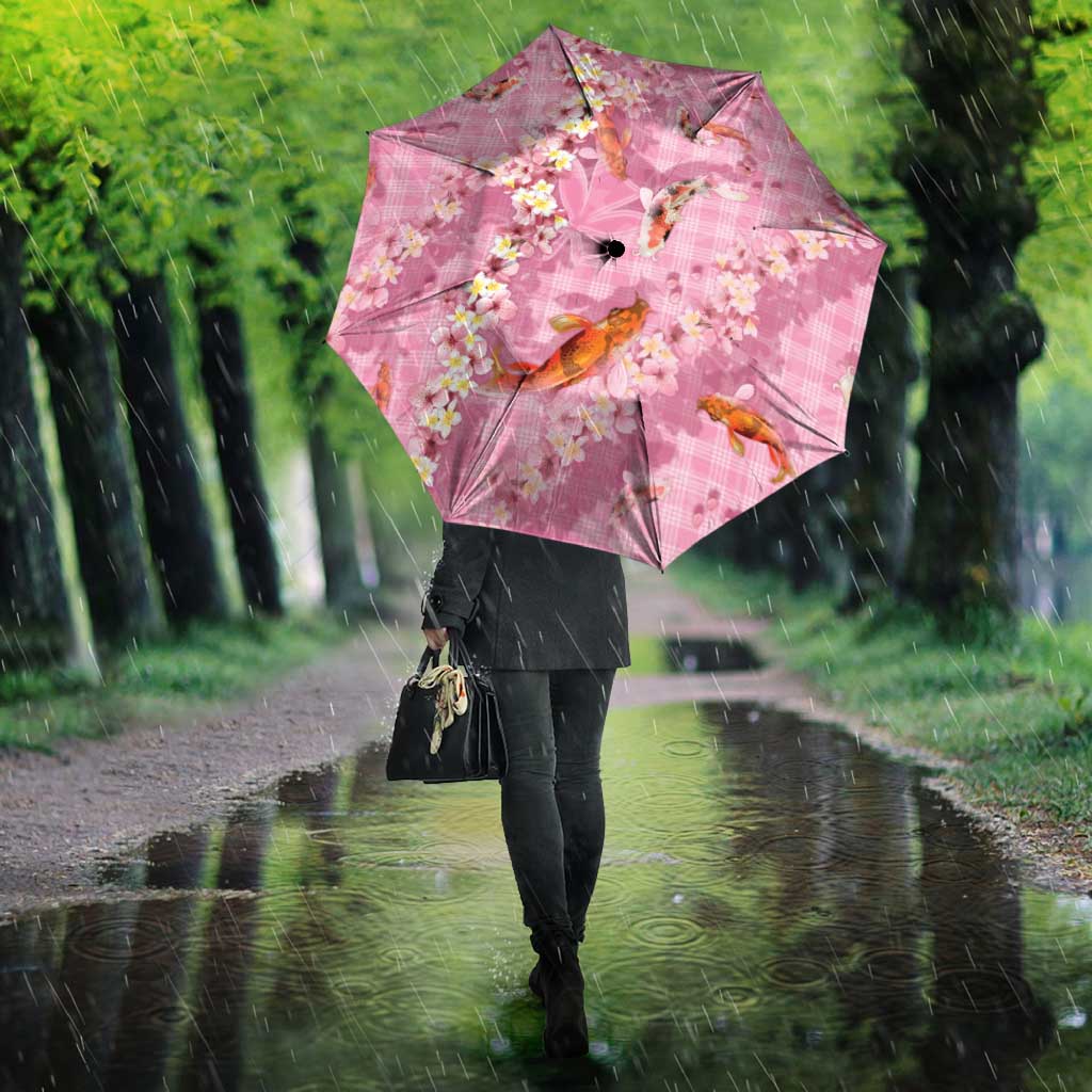 Pink Palaka Hawaiian And Japanese Umbrella Sakura Lei With Koi Fish - Polynesian Pride