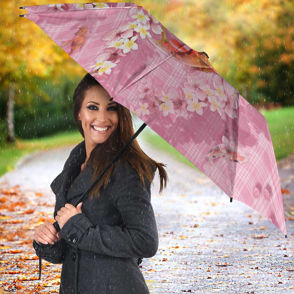 Pink Palaka Hawaiian And Japanese Umbrella Sakura Lei With Koi Fish - Polynesian Pride