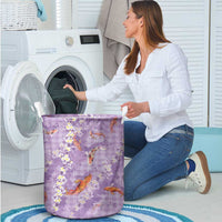 Purple Palaka Hawaiian And Japanese Laundry Basket Sakura Lei With Koi Fish - Polynesian Pride