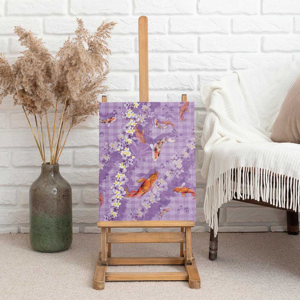 Purple Palaka Hawaiian And Japanese Canvas Wall Art Sakura Lei With Koi Fish - Polynesian Pride